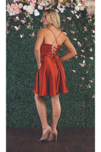Lace Up Cocktail Dress W/ Pockets - LA1882 - - LA Merchandise