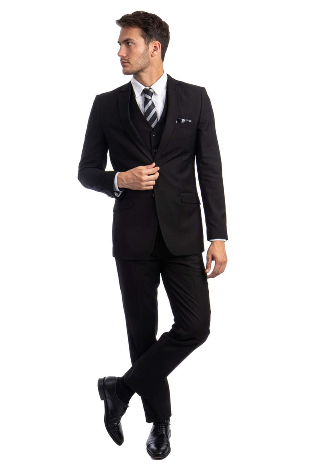 Men's Solid 3pc Suit - LA231HSA - BLACK-01 - Mens Suits LA Suits