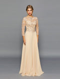 Long Sleeve Mother Of The Bride Dress - LADK302 - CHAMPAGNE - LAD