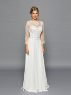 Long Sleeve Mother Of The Bride Dress - LADK302 - OFF WHITE - LAD