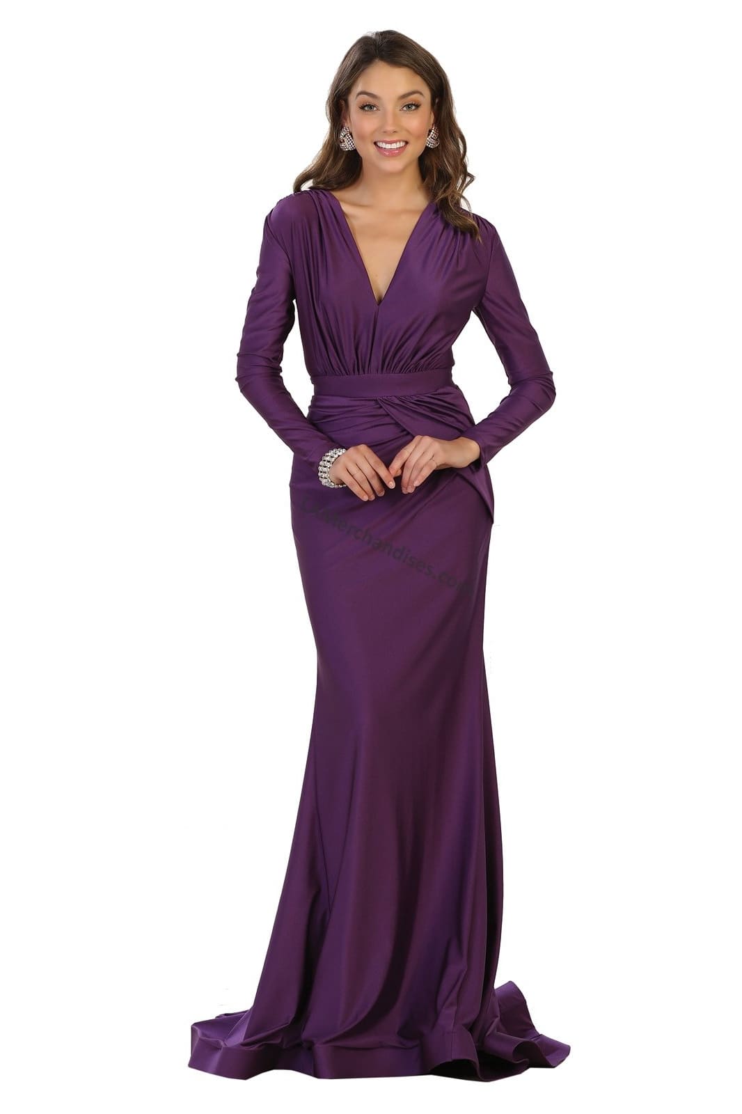 LA Merchandise LA1530 Wholesale V Neck Long Sleeve Bridesmaids Dresses - - LA Merchandise