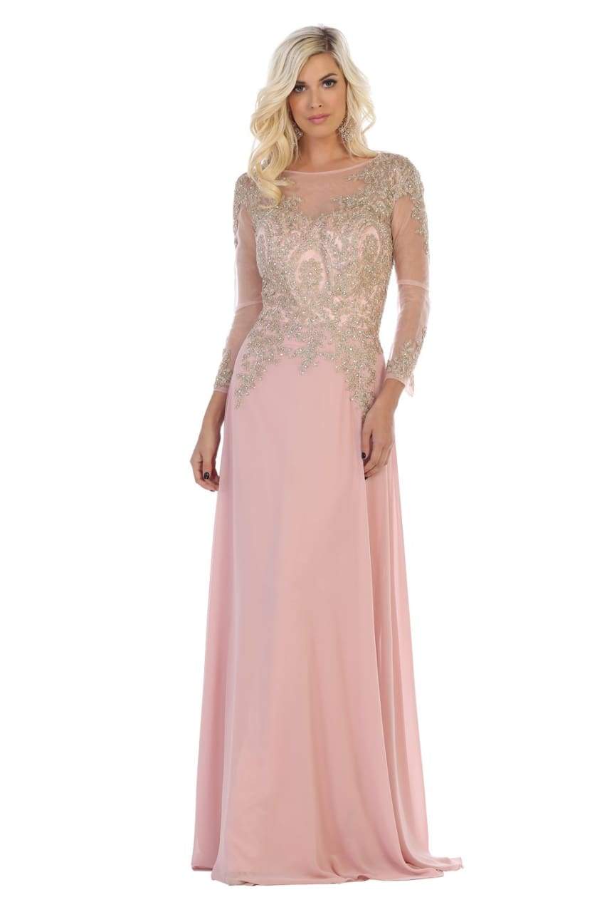 LA Merchandise LA1549 Plus Size Formal Evening Mother of Bride Gown - DUSTY ROSE - LA Merchandise