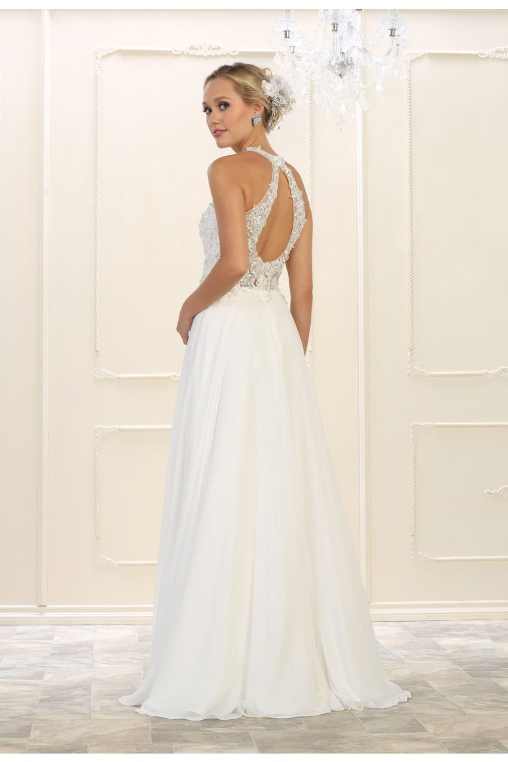 LA Merchandise LA1557 Halter A Line Open Back Wholesale Formal Dress - - Dress LA Merchandise