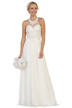 LA Merchandise LA1557 Halter A Line Open Back Wholesale Formal Dress - Ivory - Dress LA Merchandise
