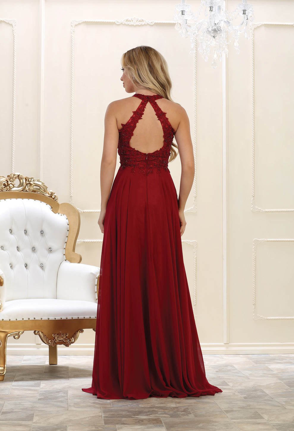 LA Merchandise LA1557 Halter A Line Open Back Wholesale Formal Dress - - Dress LA Merchandise
