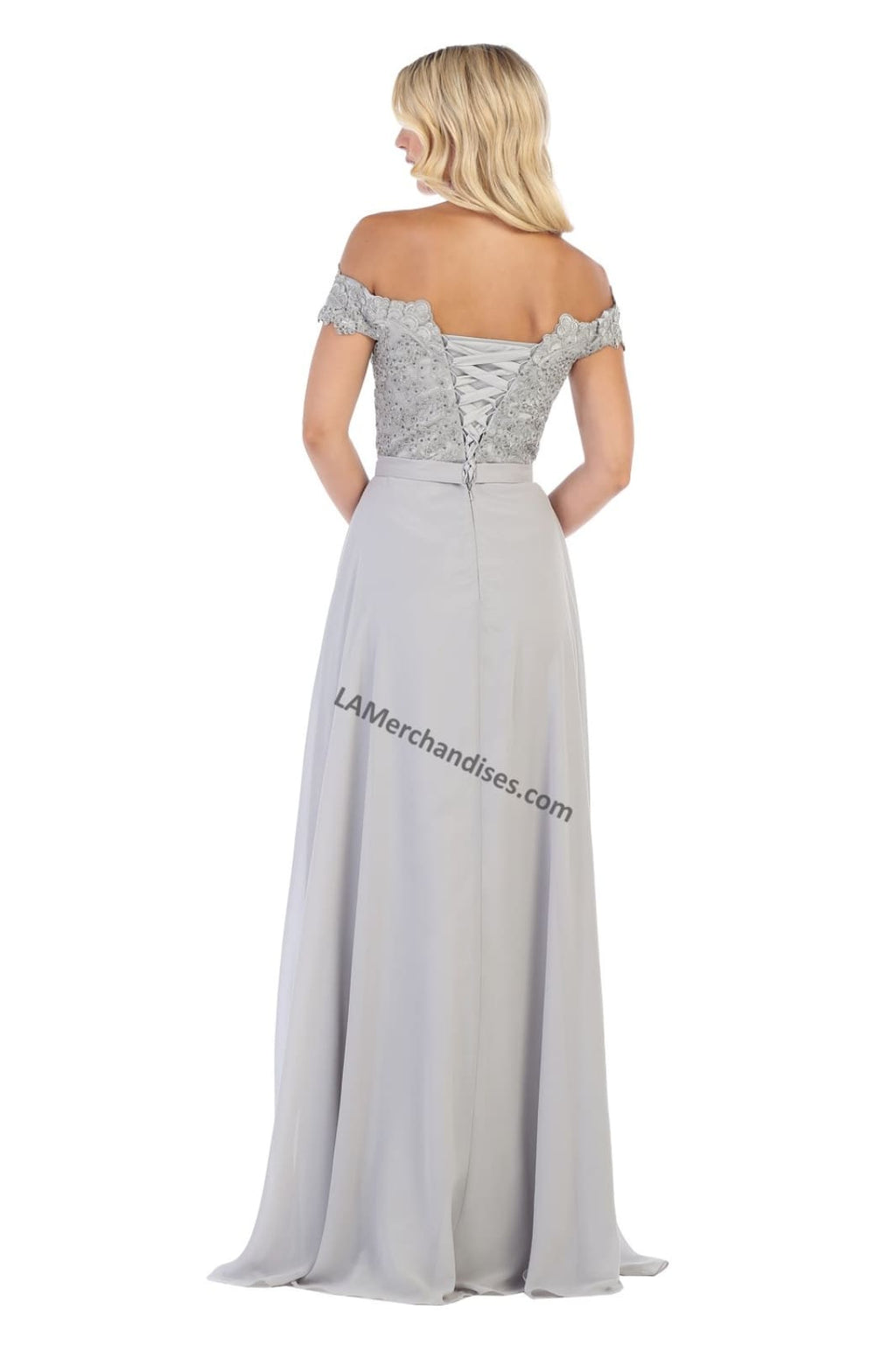 LA Merchandise LA1601 Off Shoulder Embellished Formal Evening Gown - - LA Merchandise