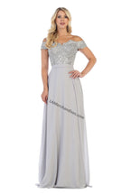 LA Merchandise LA1601 Off Shoulder Embellished Formal Evening Gown - - LA Merchandise