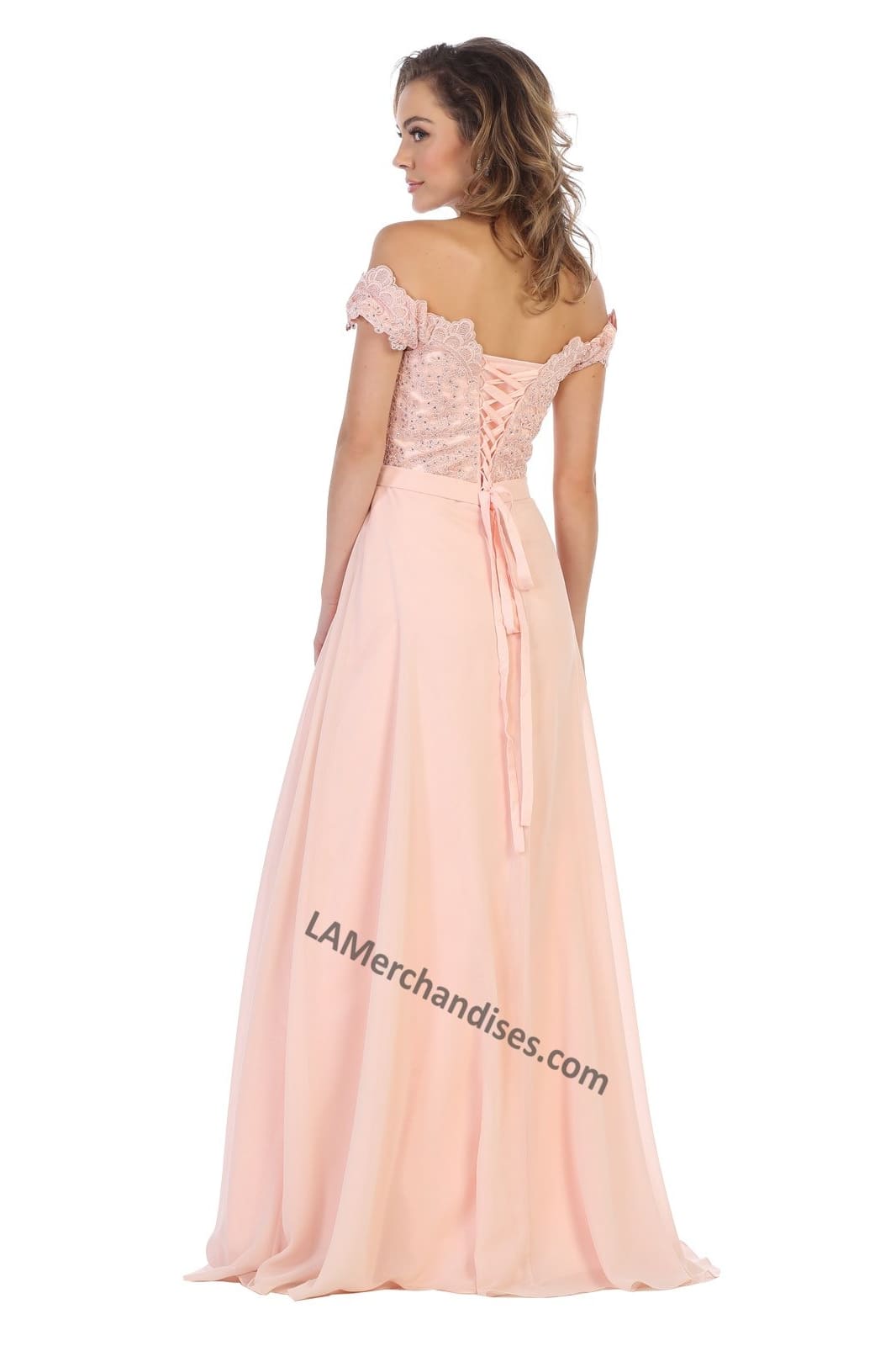 LA Merchandise LA1601 Off Shoulder Embellished Formal Evening Gown - - LA Merchandise