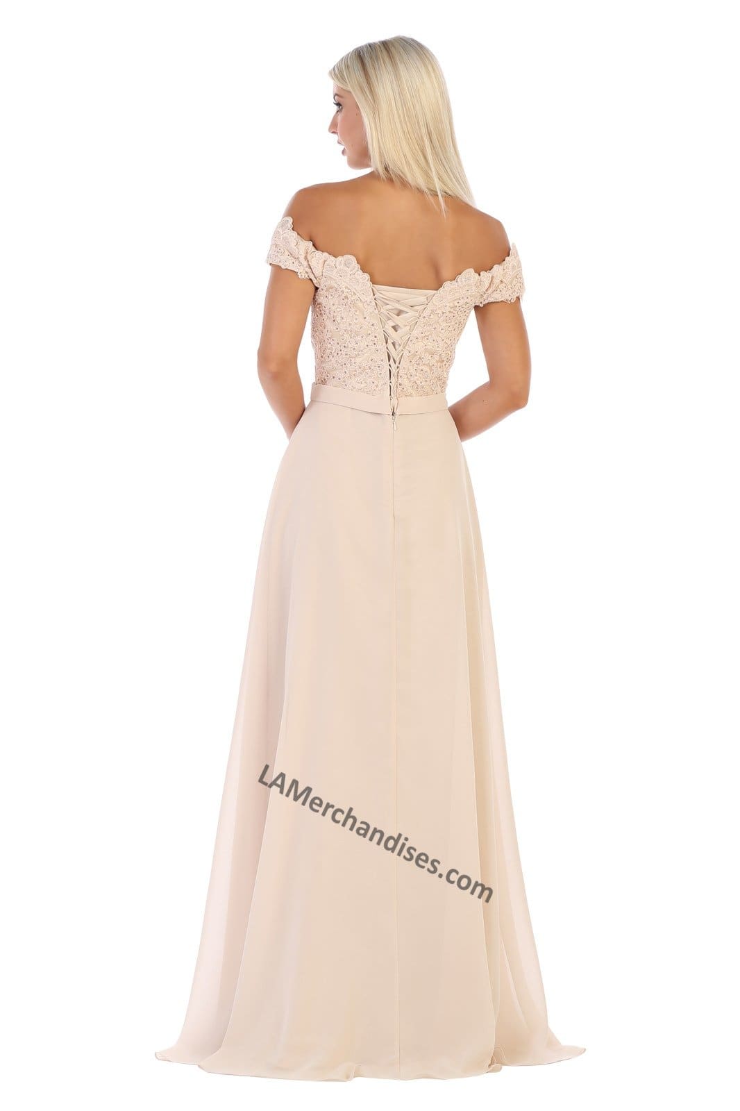 LA Merchandise LA1601 Off Shoulder Embellished Formal Evening Gown - - LA Merchandise