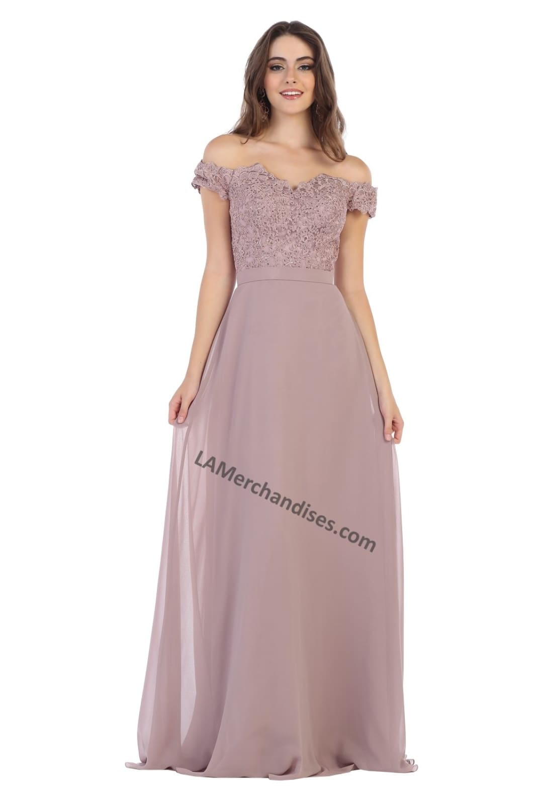 LA Merchandise LA1601 Off Shoulder Embellished Formal Evening Gown - - LA Merchandise