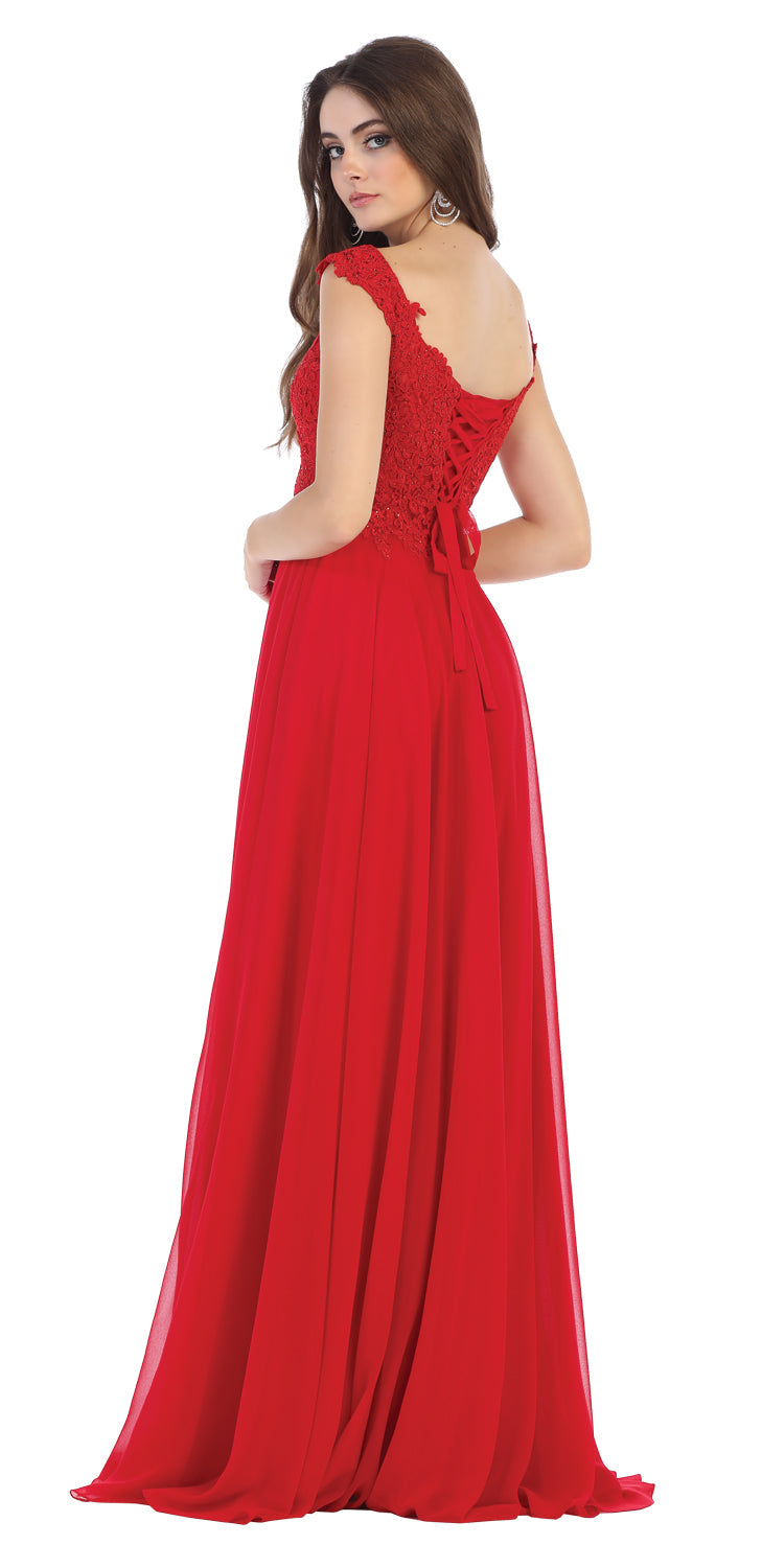 LA Merchandise LA1602 Long Off Shoulder Corset Formal Dress - - LA Merchandise