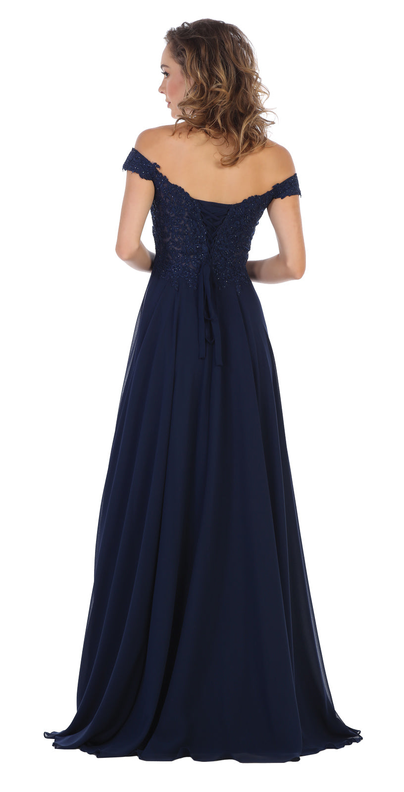 LA Merchandise LA1602 Long Off Shoulder Corset Formal Dress - - LA Merchandise