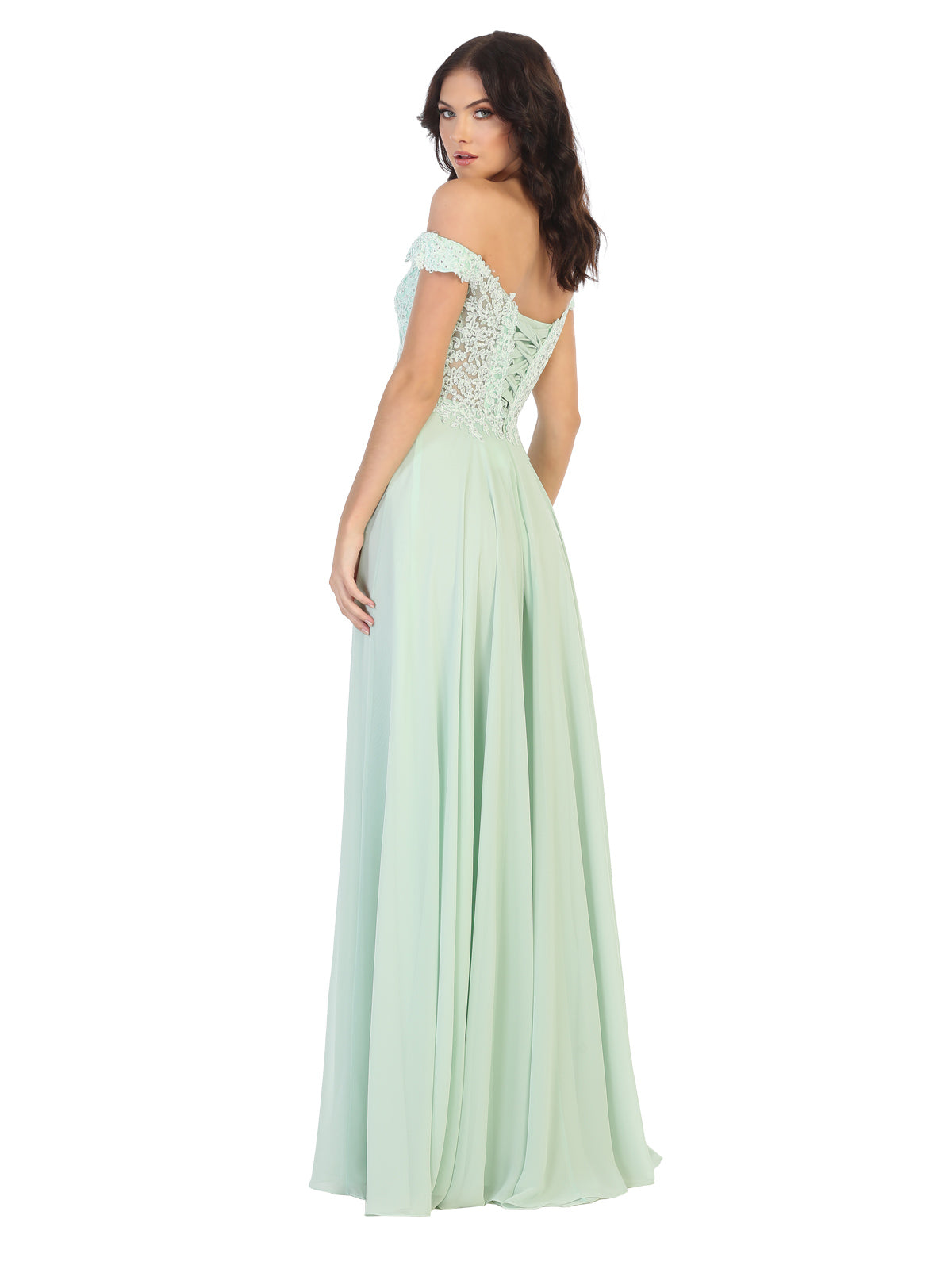 LA Merchandise LA1602 Long Off Shoulder Corset Formal Dress - - LA Merchandise