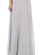 LA Merchandise LA1602 Long Off Shoulder Corset Formal Dress - SILVER - LA Merchandise