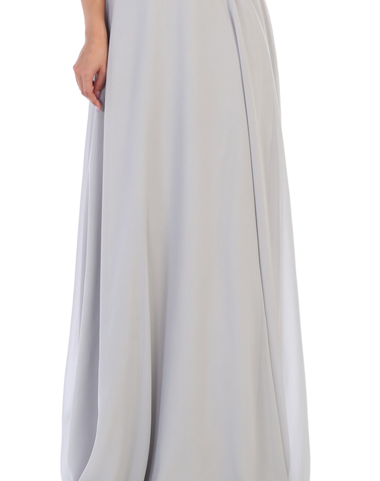 LA Merchandise LA1602 Long Off Shoulder Corset Formal Dress - SILVER - LA Merchandise