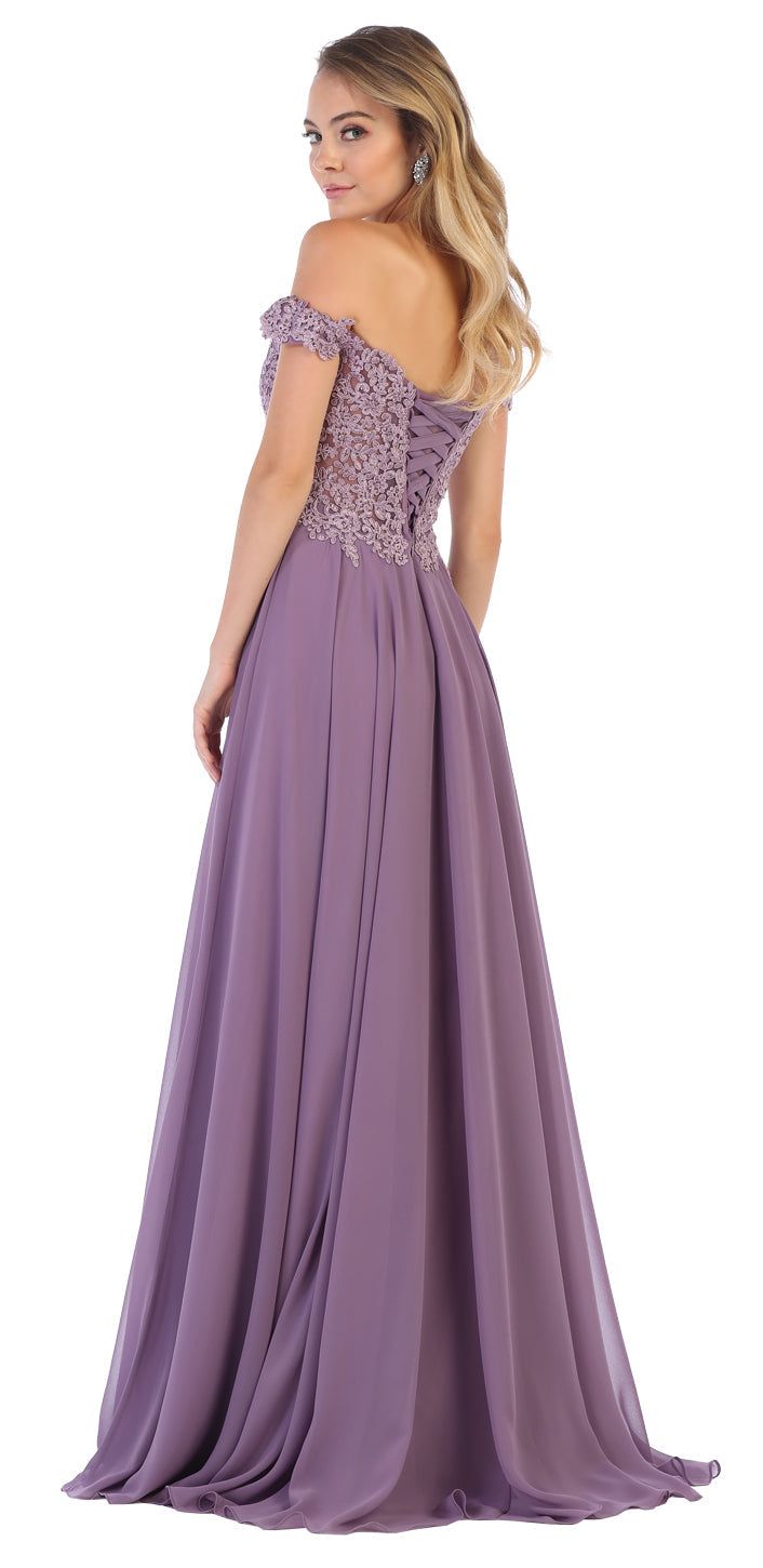 LA Merchandise LA1602 Long Off Shoulder Corset Formal Dress - - LA Merchandise