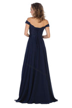 LA Merchandise LA1602 Off The Shoulder A Line Prom Dress - - LA Merchandise