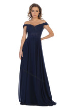 LA Merchandise LA1602 Off The Shoulder A Line Prom Dress - - LA Merchandise