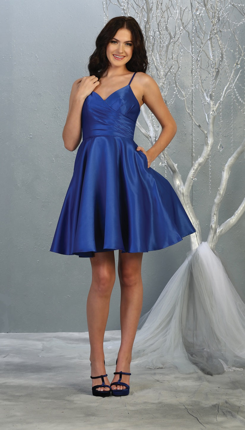 LA Merchandise LA1654 Spaghetti Straps Pockets Simple Hoco Dress - - LA Merchandise
