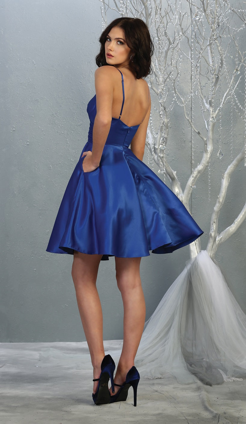 LA Merchandise LA1654 Spaghetti Straps Pockets Simple Hoco Dress - - LA Merchandise