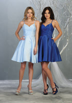 LA Merchandise LA1654 Spaghetti Straps Pockets Simple Hoco Dress - - LA Merchandise