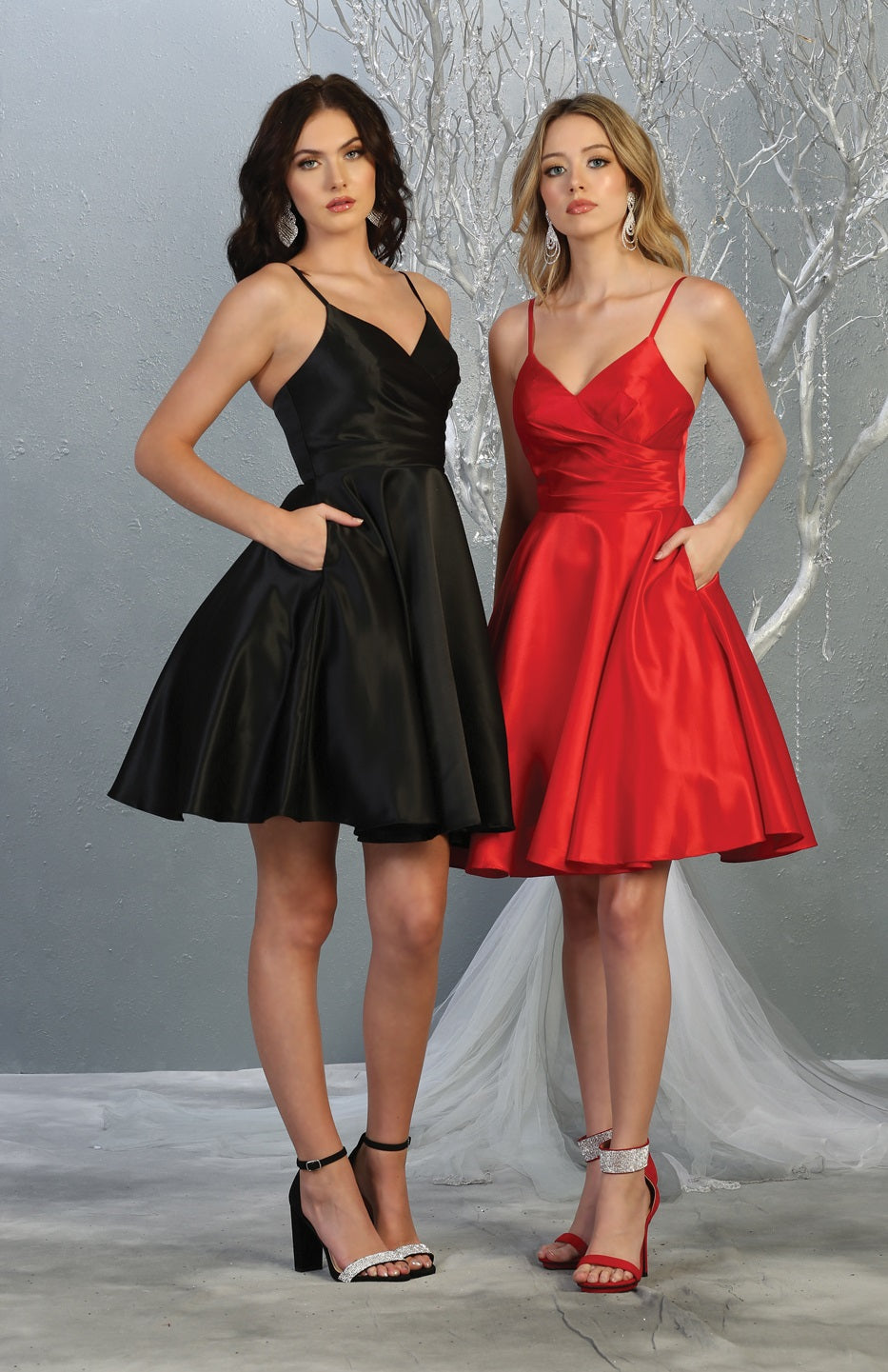 LA Merchandise LA1654 Spaghetti Straps Pockets Simple Hoco Dress - BLACK - LA Merchandise