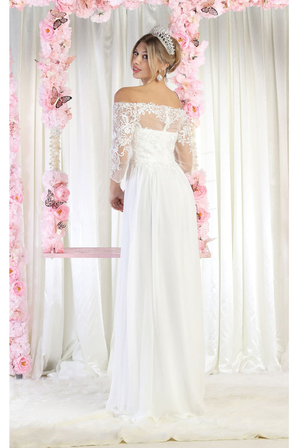 LA Merchandise LA1853B Classy Ivory Off the Shoulder Bridal Gowns - - LA Merchandise