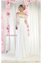 LA Merchandise LA1853B Classy Ivory Off the Shoulder Bridal Gowns - - LA Merchandise