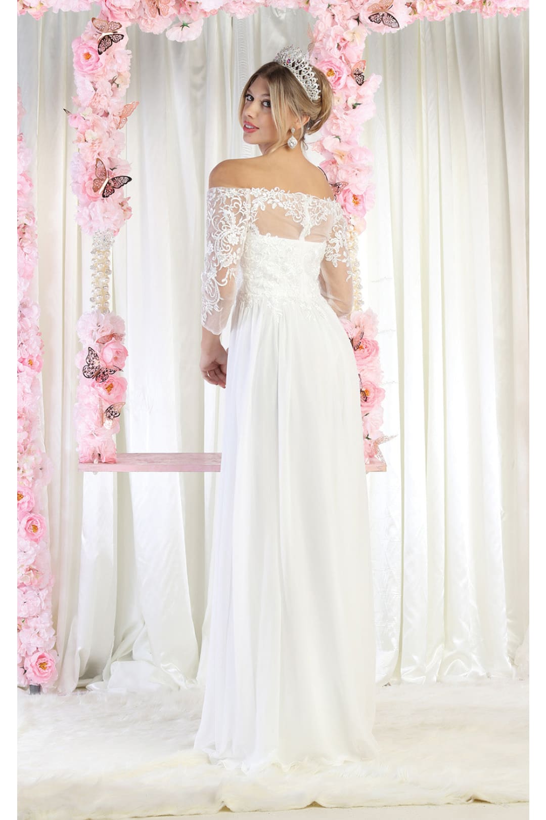 LA Merchandise LA1853B Classy Ivory Off the Shoulder Bridal Gowns - - LA Merchandise