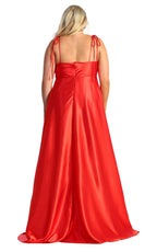 LA Merchandise LA1901 Long Slit Scoop Neck Bridesmaids Satin Dress - - LA Merchandise