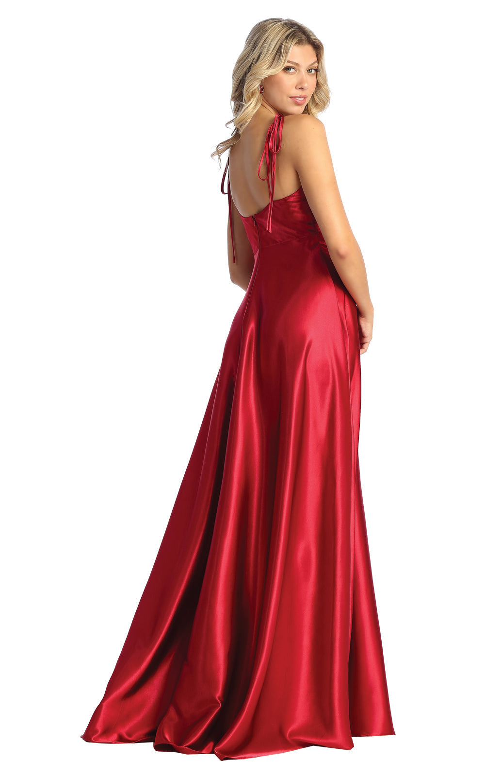 LA Merchandise LA1901 Long Slit Scoop Neck Bridesmaids Satin Dress - - LA Merchandise