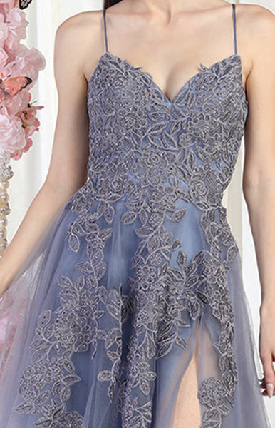 LA Merchandise LA2013 Embroidered Tulle Prom Gown - - Dress LA Merchandise