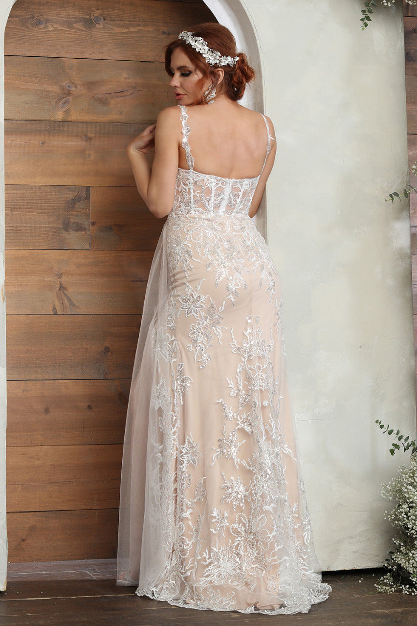 LA Merchandise LA8018 Lace Applique Sleeveless Wedding Long Gown - - Dress LA Merchandise