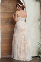LA Merchandise LA8018 Lace Applique Sleeveless Wedding Long Gown - - Dress LA Merchandise