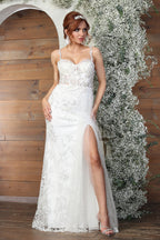 LA Merchandise LA8018 Lace Applique Sleeveless Wedding Long Gown - IVORY - Dress LA Merchandise