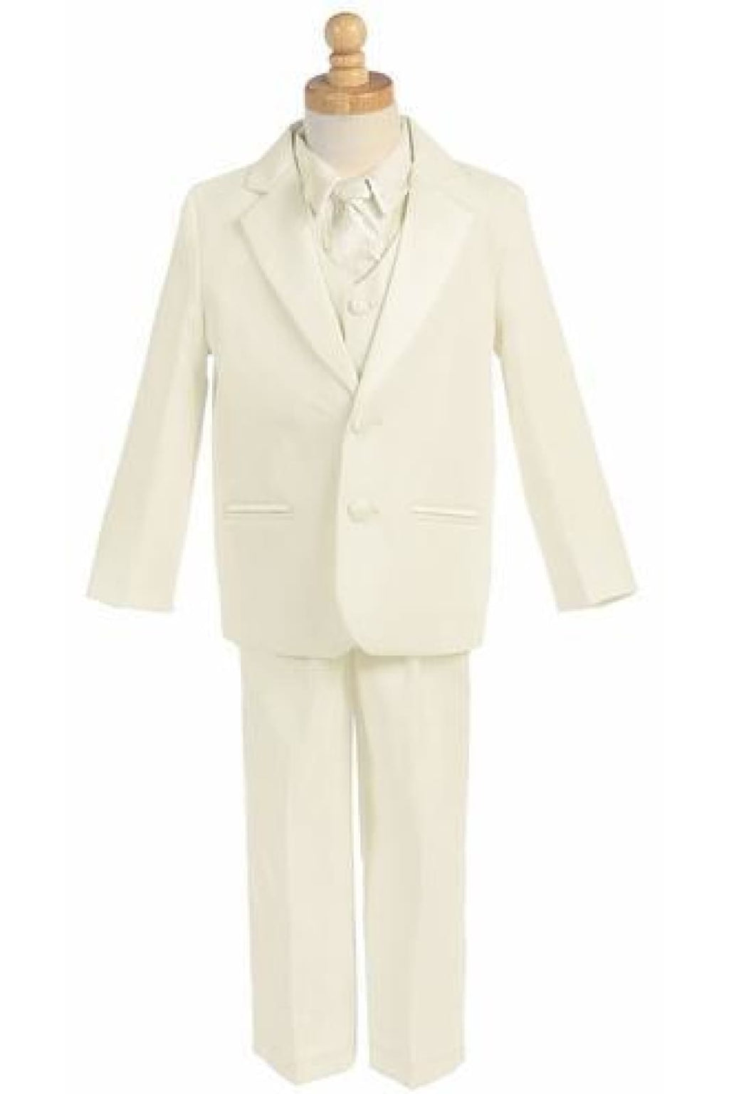 LA Merchandise LAGSS8201 5 pc Ring Boys Suit with Vest & Tie - Ivory - Boys suits LA Suits