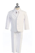 LA Merchandise LAGSS8201 5 pc Ring Boys Suit with Vest & Tie - White - Boys suits LA Suits