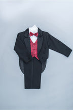 LA Merchandise LAGSS8214 5 piece boys tuxedo with tail & color vest & bow - - Boys suits LA Suits