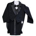 LA Merchandise LAGSS8214 5 piece boys tuxedo with tail & color vest & bow - Black - Boys suits LA Suits