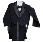 LA Merchandise LAGSS8214 5 piece boys tuxedo with tail & color vest & bow - Black - Boys suits LA Suits