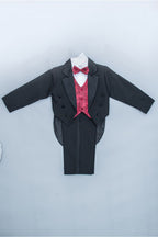 LA Merchandise LAGSS8214 5 piece boys tuxedo with tail & color vest & bow - - Boys suits LA Suits