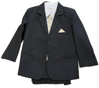 LA Merchandise LAGSS8225 Handsome 5 piece Boys Suit Set with Tie & Vest - Black Gold - Boys suits LA Suits