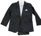 LA Merchandise LAGSS8225 Handsome 5 piece Boys Suit Set with Tie & Vest - Black Silver - Boys suits LA Suits