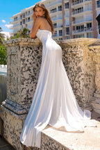 LA Merchandise LAA3013B Strapless Stretchy White Wedding Evening Gown - - Wedding Dresses LA Merchandise