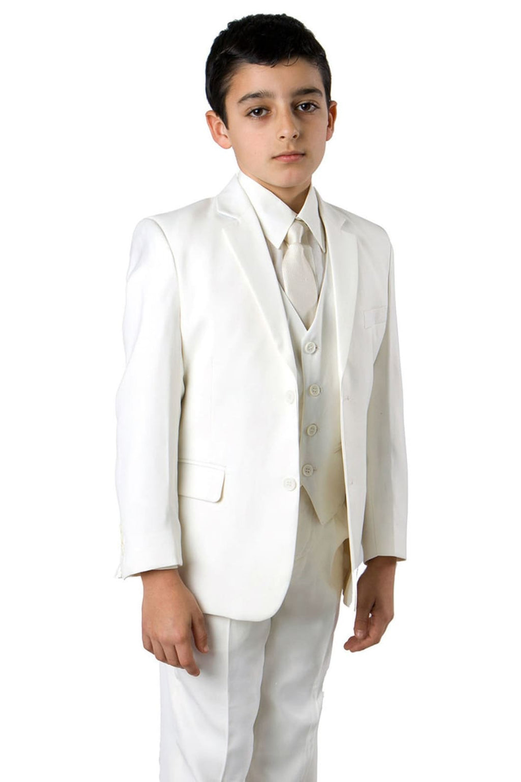 LA Merchandise LAGSAB347H Five Pc Boys Solid Husky Suit - 05-OFF WHITE - Boys suits LA Suits