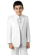 LA Merchandise LAGSAB347H Five Pc Boys Solid Husky Suit - 07-WHITE - Boys suits LA Suits