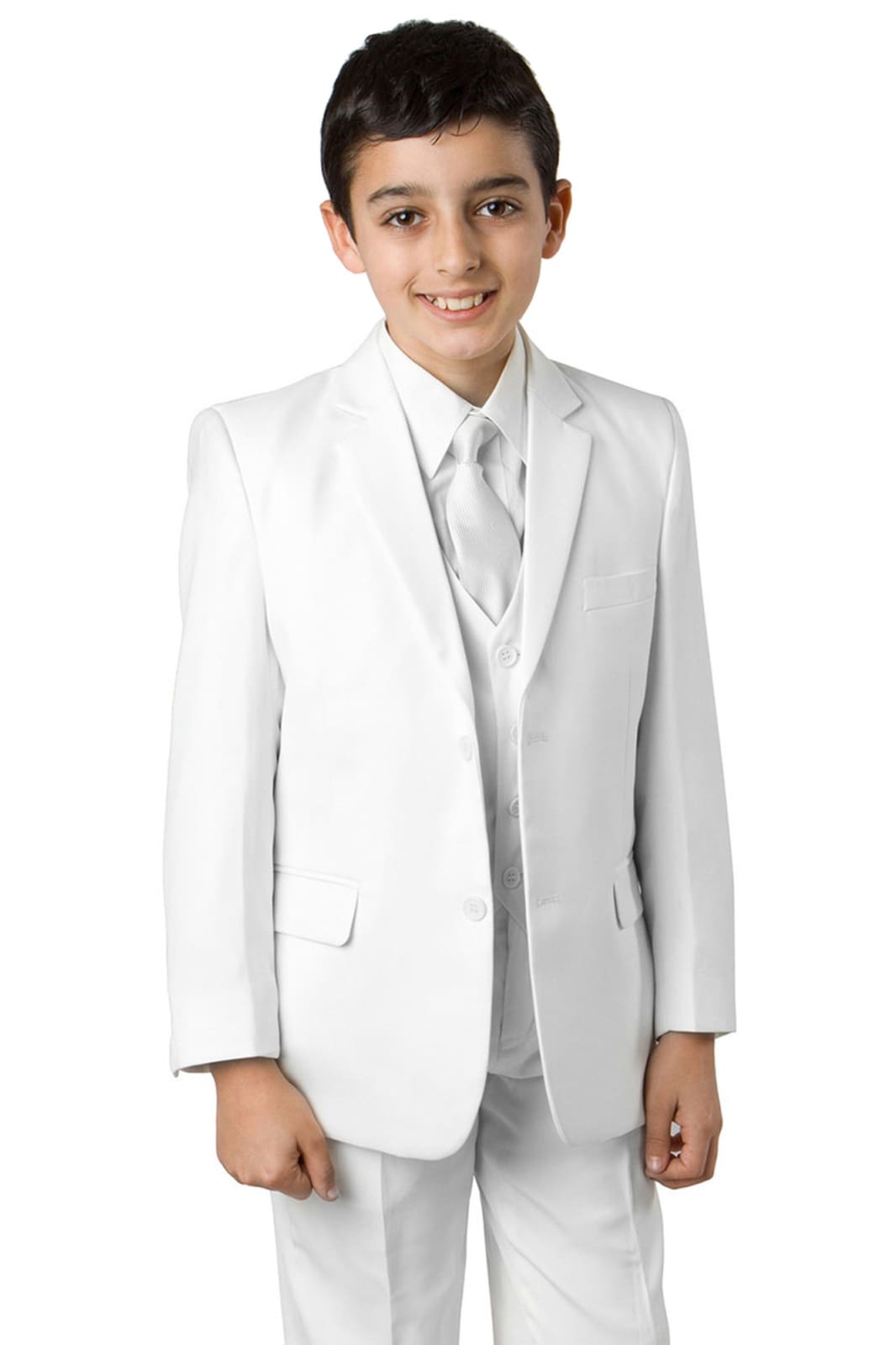 LA Merchandise LAGSAB347H Five Pc Boys Solid Husky Suit - 07-WHITE - Boys suits LA Suits