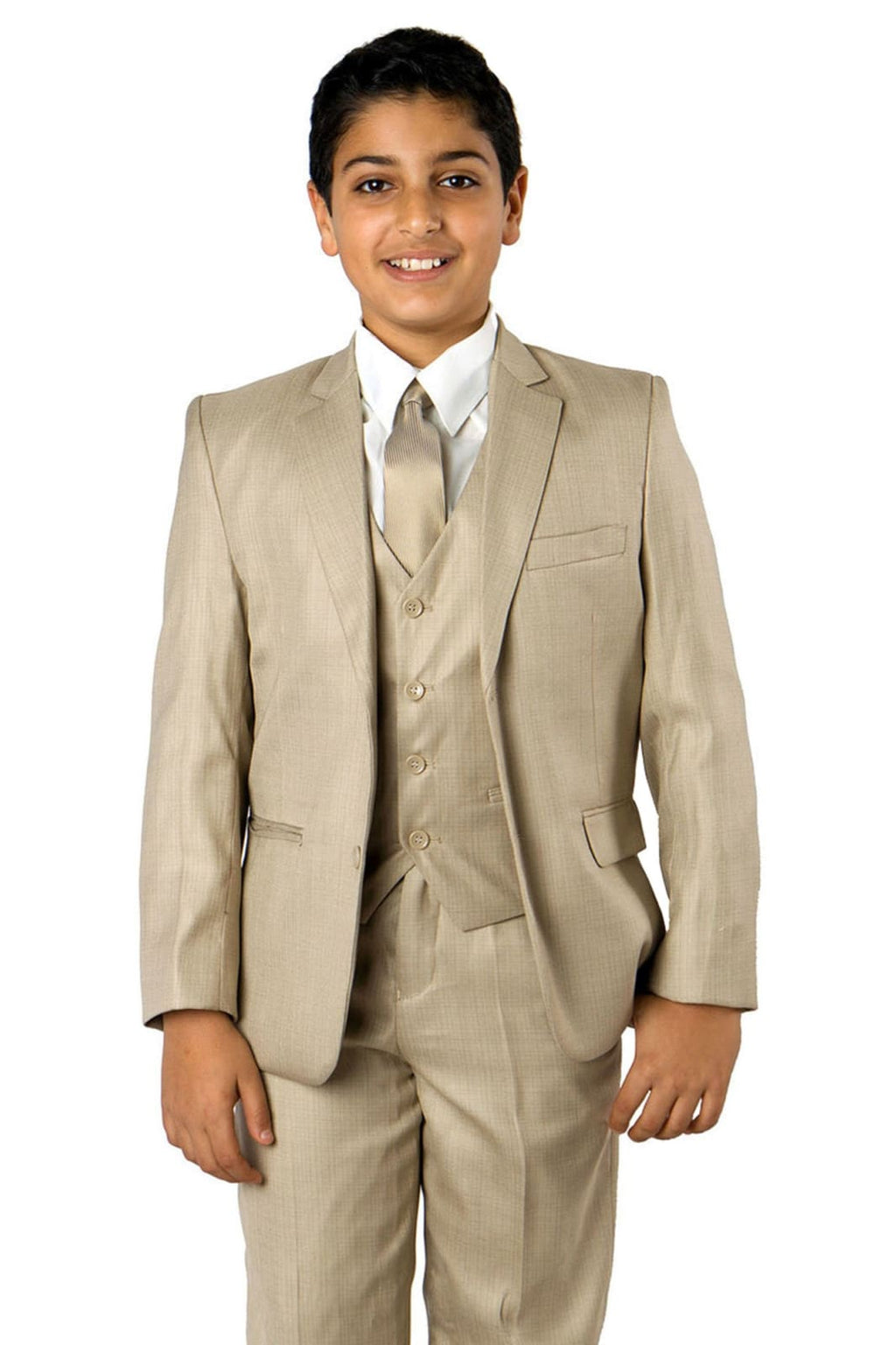 LA Merchandise LAGSAB347 5 Piece Boys Solid Wholesale Suit - 03-BEIGE - Boys suits LA Suits