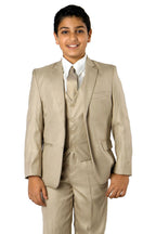 LA Merchandise LAGSAB347 5 Piece Boys Solid Wholesale Suit - 03-BEIGE - Boys suits LA Suits