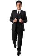 LA Merchandise LAGSAB347 5 Piece Boys Solid Wholesale Suit - 01-BLACK - Boys suits LA Suits